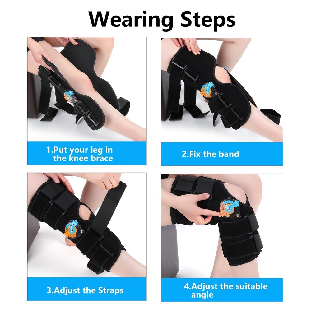 Hinged ROM Knee Brace Adjustable Immobilizer Medium M Left Or Right