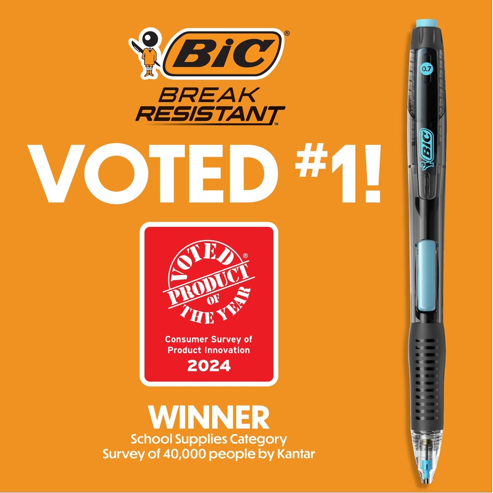 BIC Break-Resistant Mechanical Pencils with Erasers, No. 2, 12-Count Pack