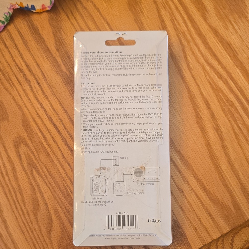 RadioShack Recording Control Telephone Accessory Beige Universal