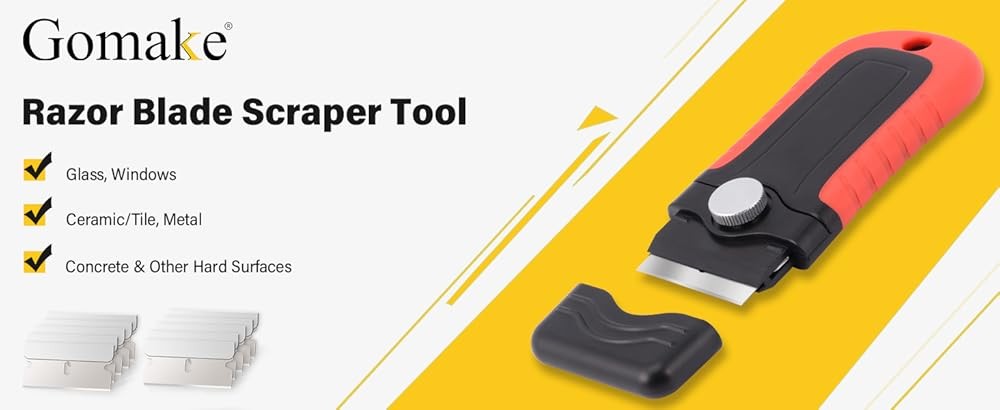 Blade Scraper Tool with Blade Stora Container, Glass