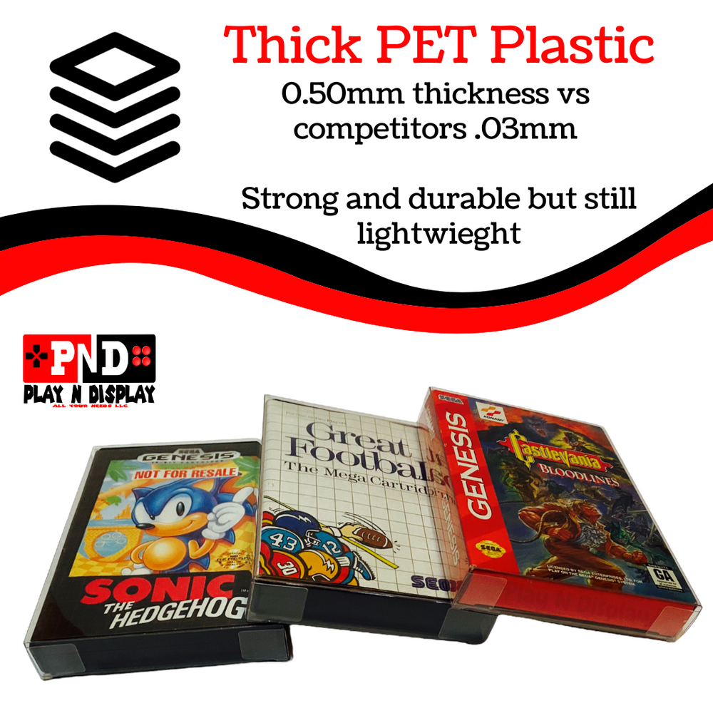 1 Sega Genesis Box Protectors Clear Plastic Display Case Storage Sleeve Thick