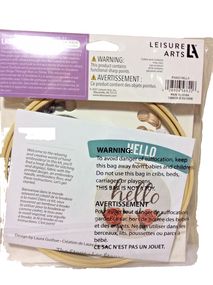Leisure Arts Embroidery Kit “ Hello”
