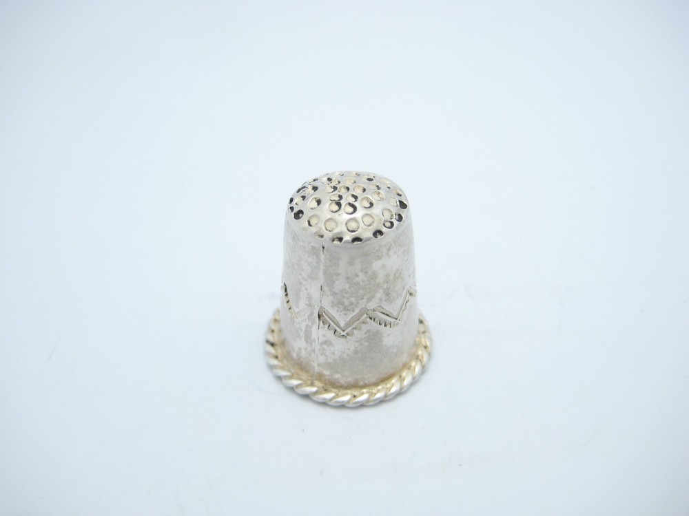Antique Sterling Silver Sewing Rope Border Thimble