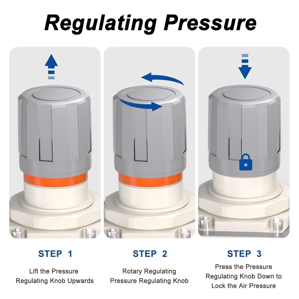 1" NPT Compressed Air Filter Regulator Lubricator Combo, Air Compressor Water Se