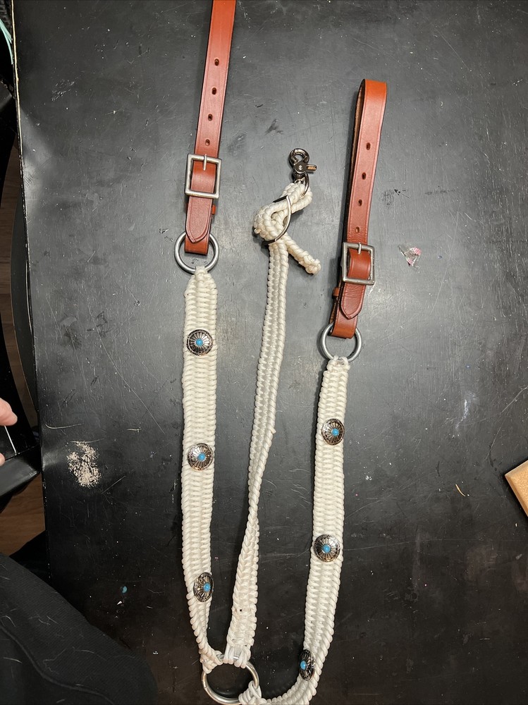 Breast Collar White With Turquoise ￼and Silver Conchos.