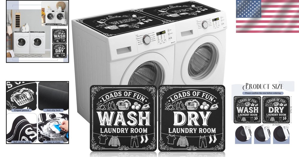 Blackboard Style Washer Dryer Protective Mats - Quick Drying & Foldable Design
