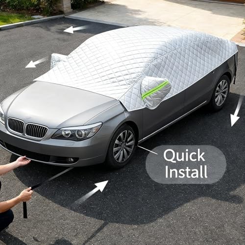 Thickened Large Car Windshield Snow Cover with Securing Straps & Side Mirror