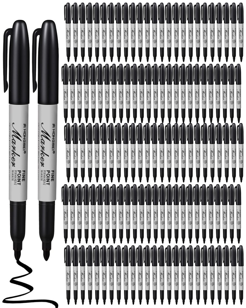 100 Pack Permanent Markers Bulk Black Permanent Marker Set Fine Point Pens Work