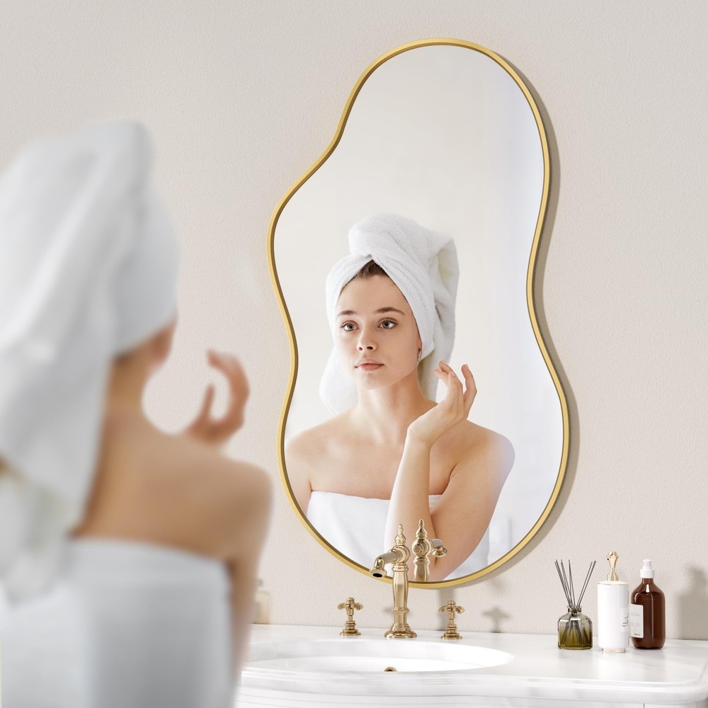 Irregular Wall Mirror - 35"x20" Asymmetrical Mirror, Modern Decorative Mirror...