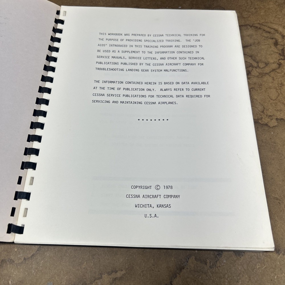 Cessna Single Engine Landing Gear 2 Student Workbook