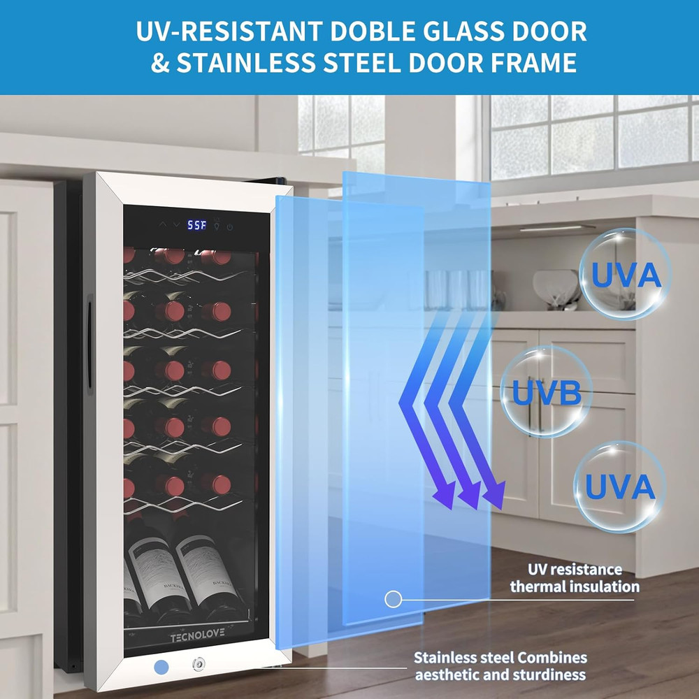 18 Bottle Wine Cooler Compressor Refrigerator Cellar Fridge,Freestanding,41-68℉,