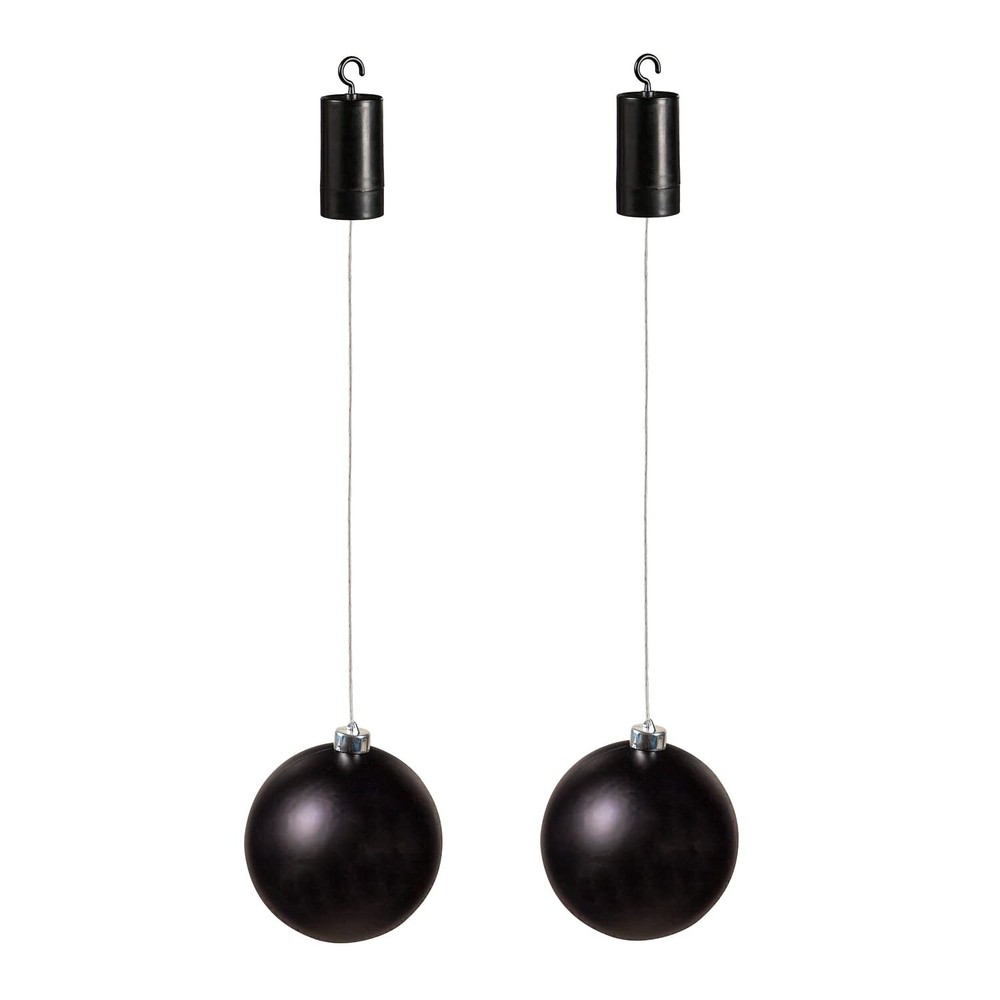 Evergreen Shatterproof Set/2 LED Ornament w/Spiders - Black