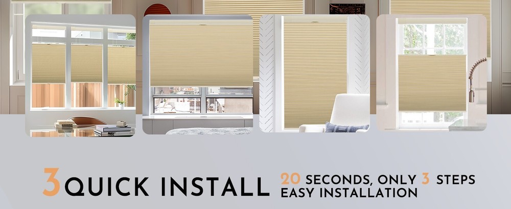 No Drill Top Down Light Filtering Black Cellular Shade Cordless Honeycomb Blinds