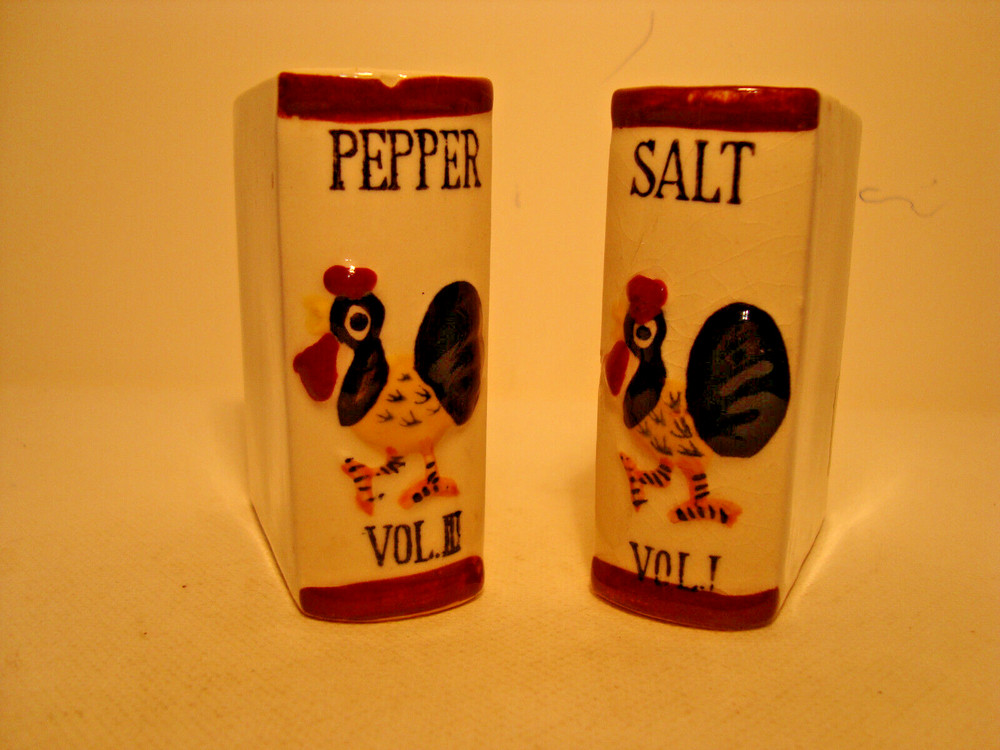 White porcelain book shape salt & pepper shaker set.