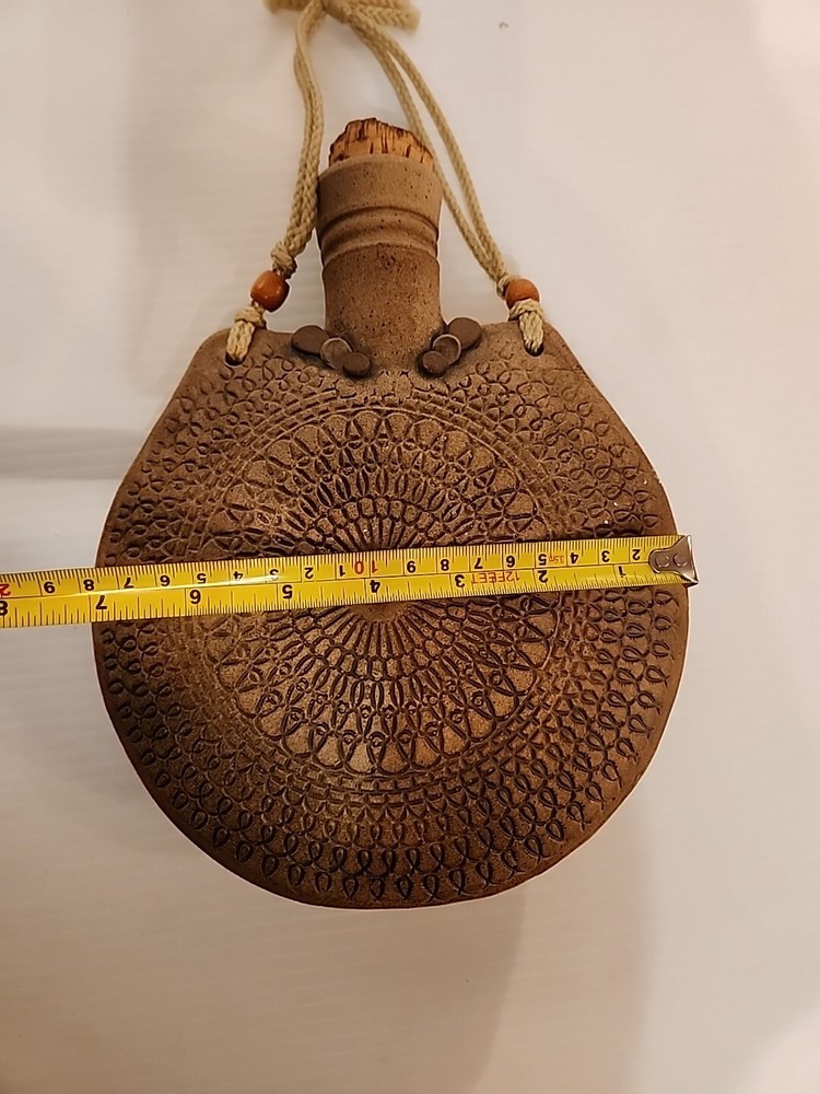 Handmade Fired Ceramic Canteen Decorative Inside Glazed Marked