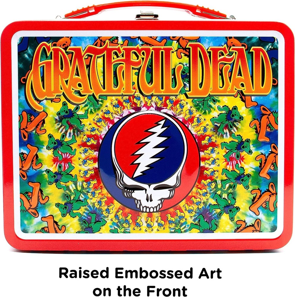 AQUARIUS Grateful Dead Fun Box - Sturdy Tin Storage Box with Plastic Handle & Em