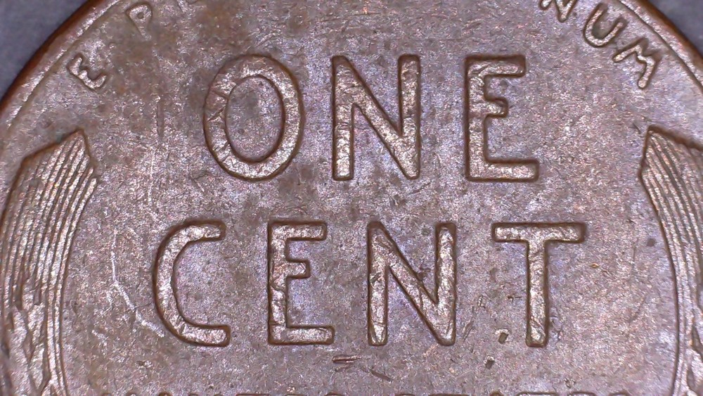 1958-D Lincoln Wheat Cent Terminal Die State Die Chips Mint Error Study Coin