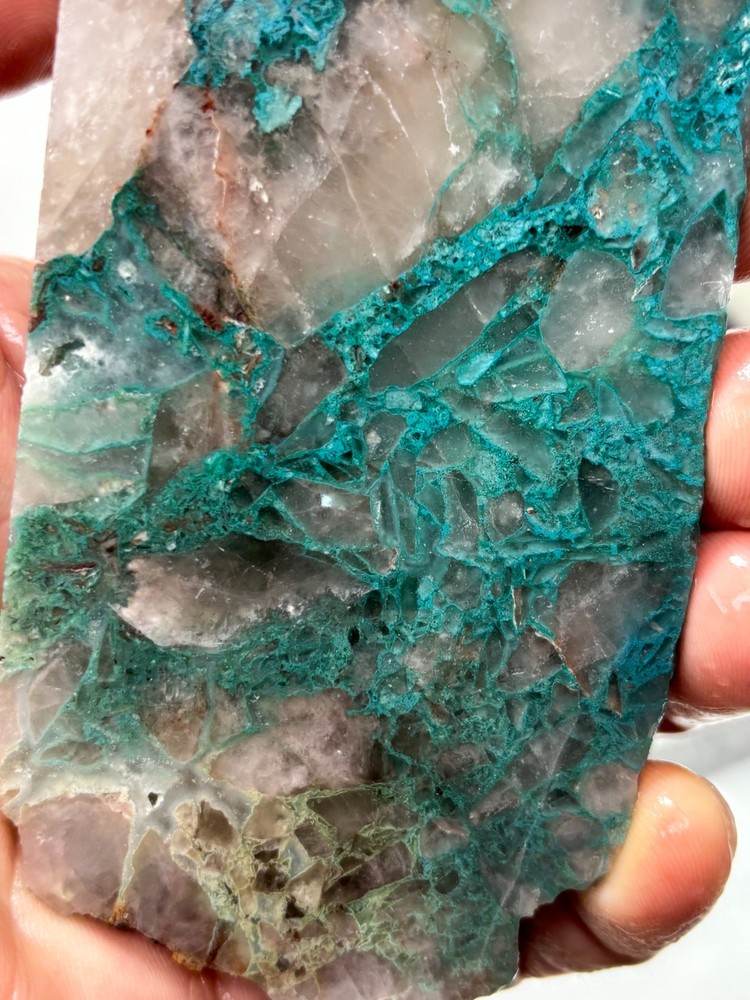 Spiderweb Chrysocolla in Quartz Slab Cabbing Lapidary Combo Ship Avail
