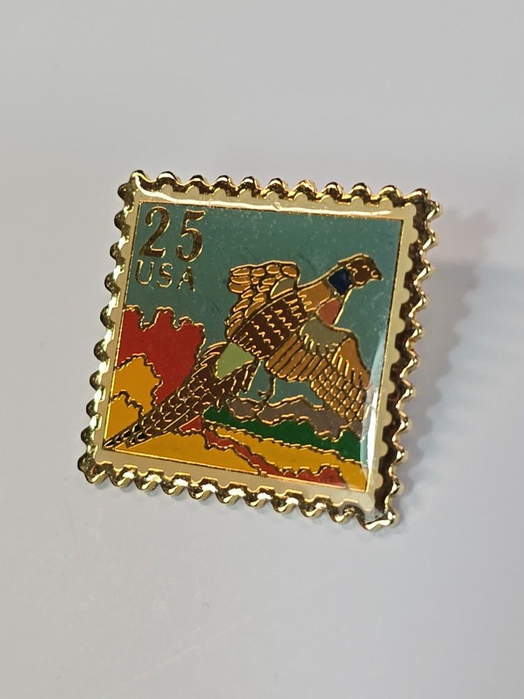 USPS Stamp Lapel Pin Pheasant Bird 25 Cents