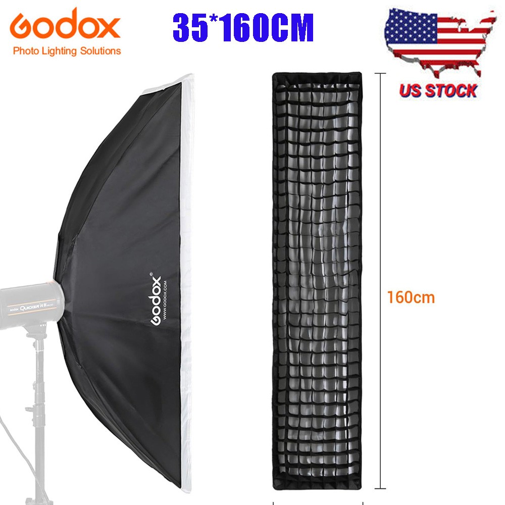 US Godox Speedlite 35*160cm Rectangular Softbox With Grid Bowens For Portrait