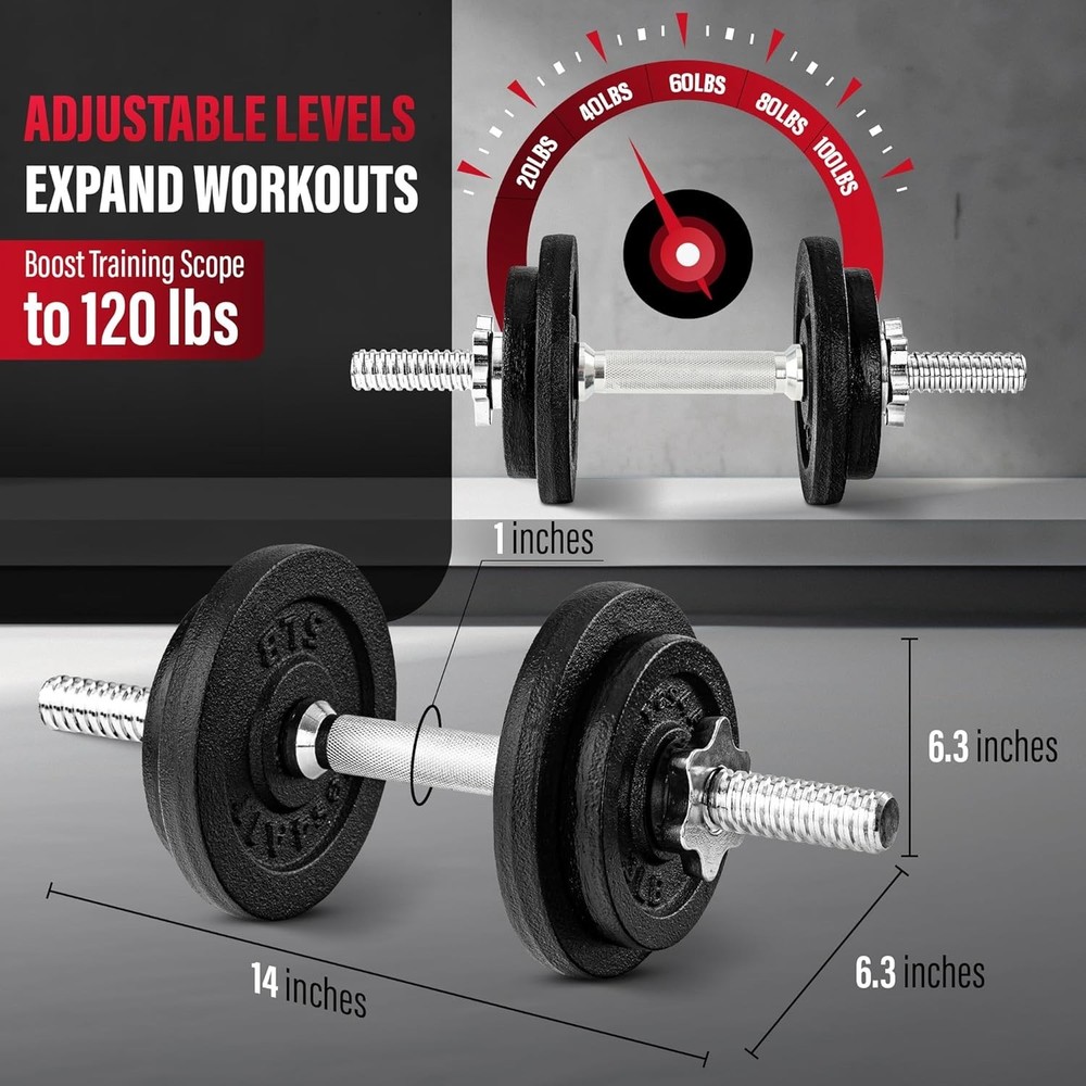 Old School Adjustable Dumbbell Set with Weight Plates