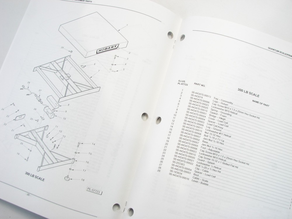 Hobart Quantum Scale/Printer Catalog Of Replacement Parts Form 43238