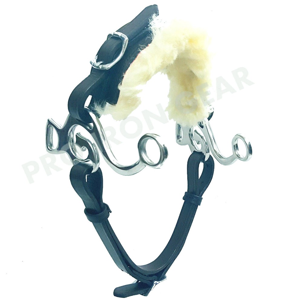 Hackamore Bitless Horse Bit English Western Adjustable Leather (BLACK)