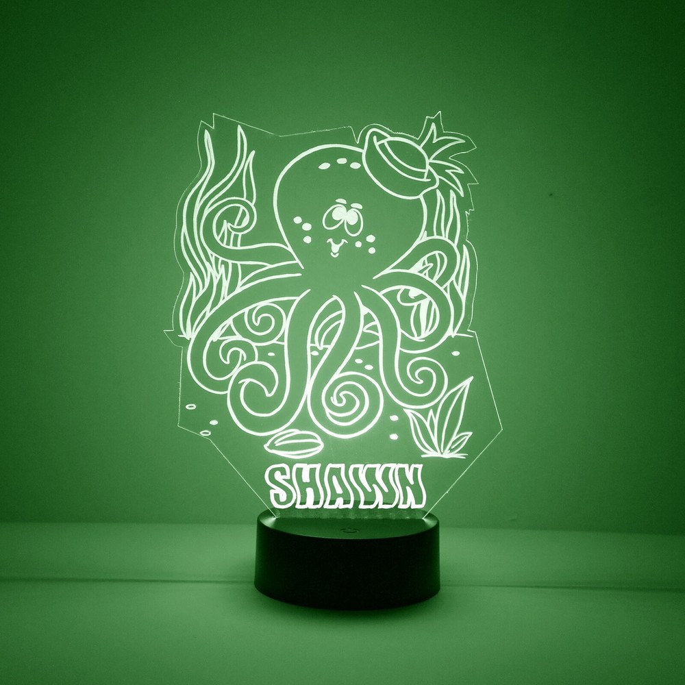Octopus - Personalized Night Lamp - FREE Engraved Name - LED Night Light