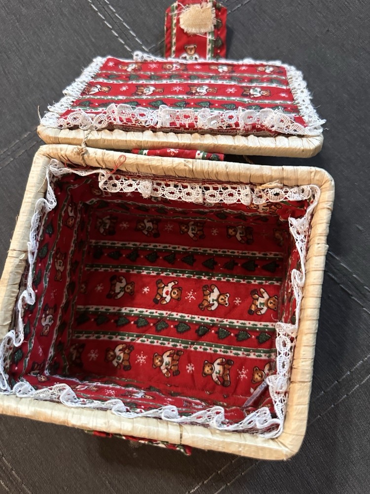 Vintage Sewing Craft Box Small Woven And Fabric Retro