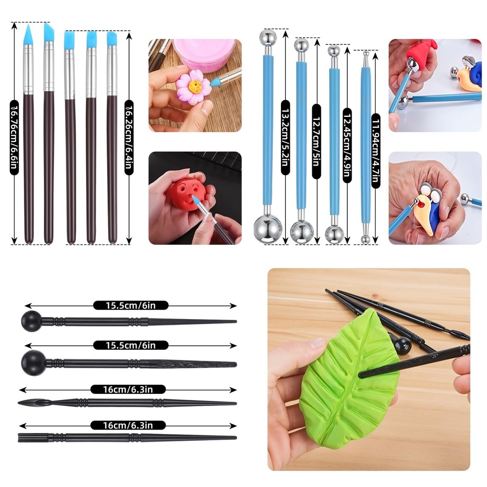 Clay Tools 43PCS Pottery Tools Clay Sculpting Tools Polymer Clay Tools Kit Ce...