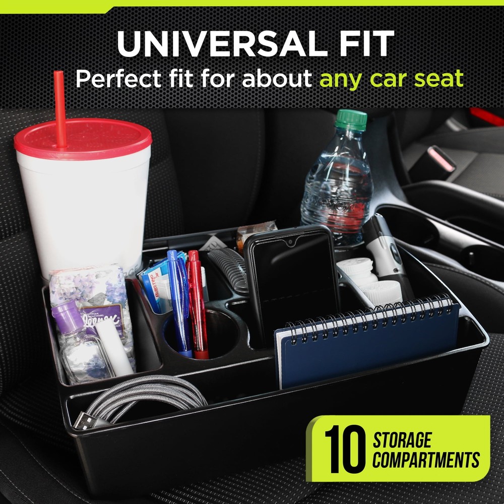 Seat Organizer with Drink Holders, Black