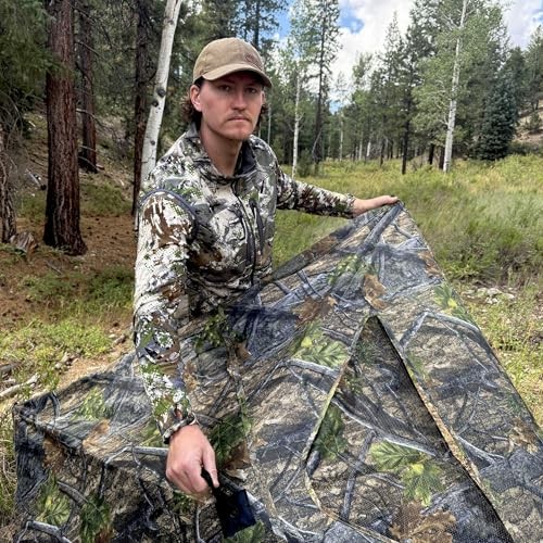 3-Panel See-Through Ground Blind with Adjustable Side Panels for Deer Turkey