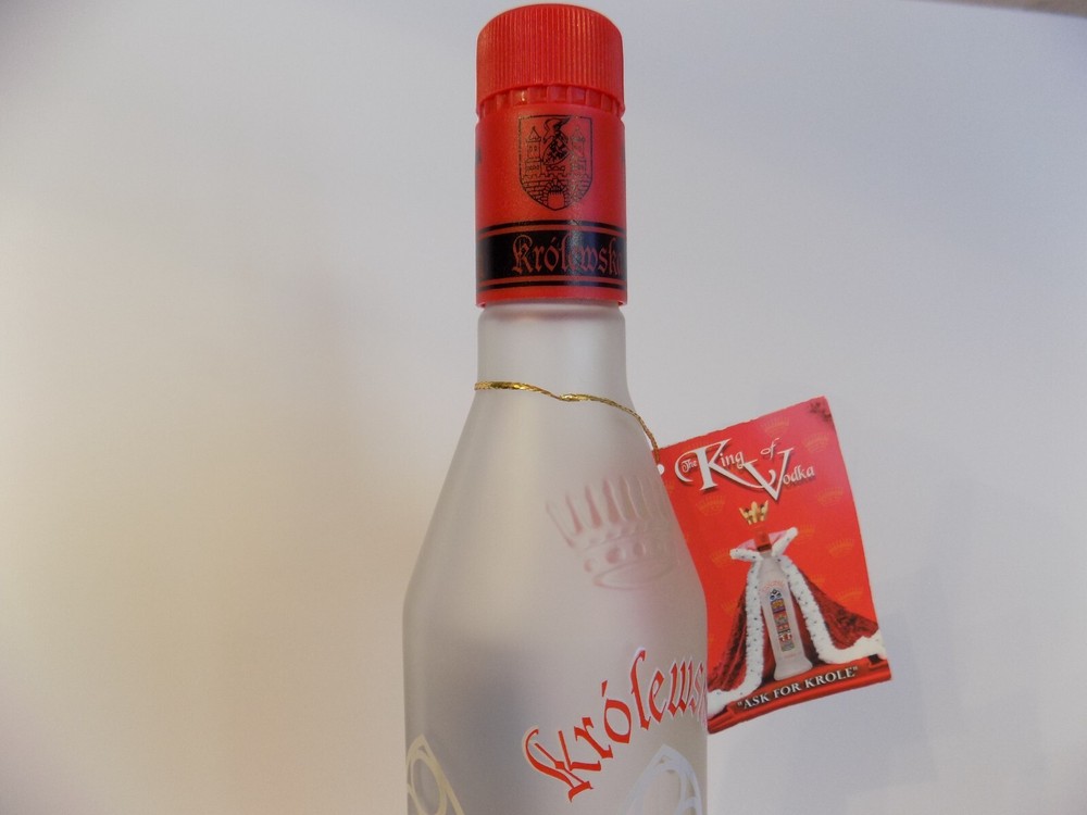 1994 KROLEWSKA VODKA EMPTY BOTTLE W/ STAINED GLASS WINDOW