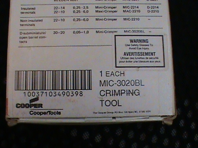 XCELITE COOPER TOOLS Crimper MIC-3020BL D-Sub Open Barrel Crimping Tool Sweden