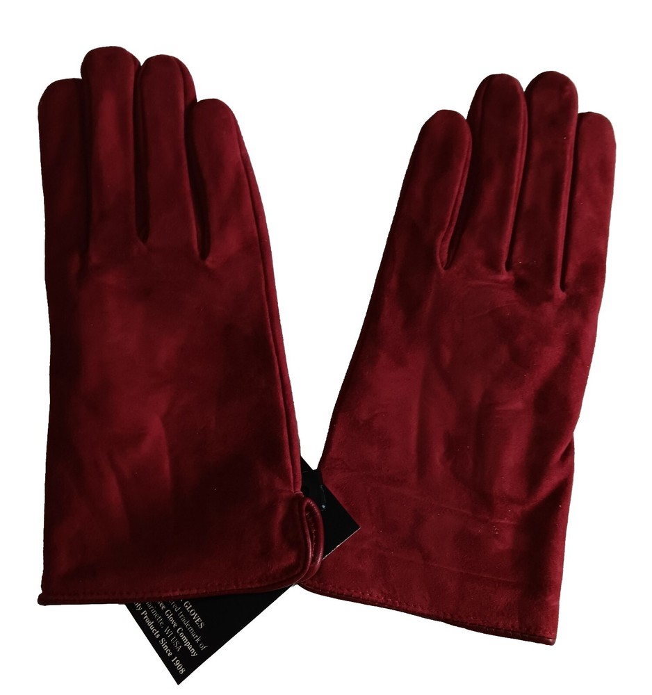Women's Genuine Suede Leather Gloves, Red, MEDIUM