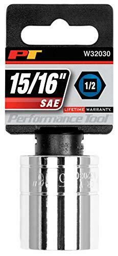 Performance Tool W32030 1/2 Drive 6-Point Socket, 15/16