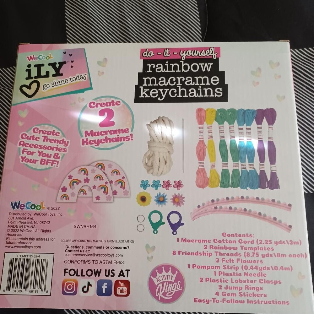 We Cool ILY Do-it-Yourself Rainbow Macrame Keychains