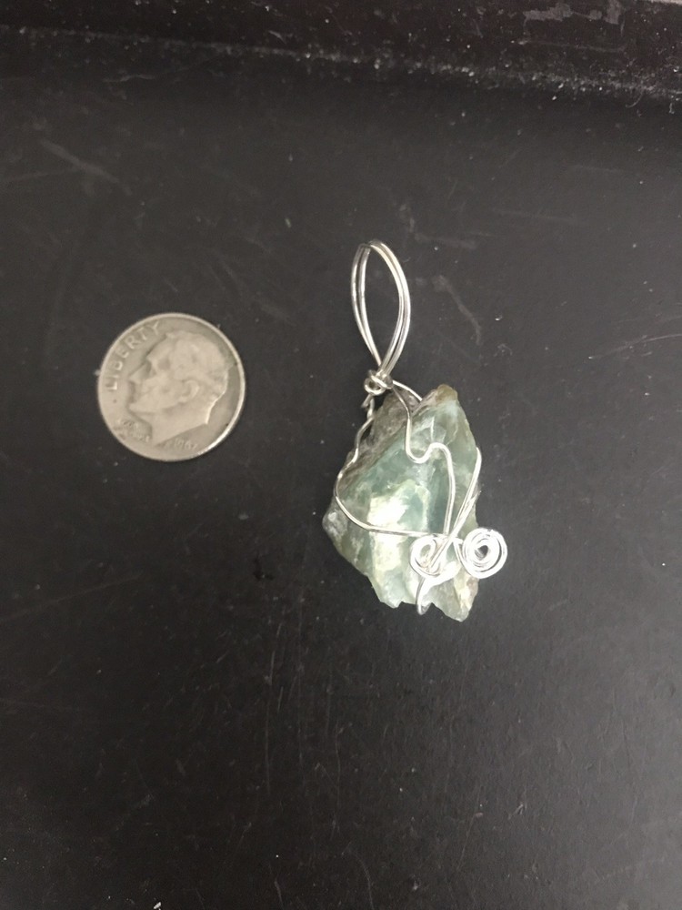 Rough Natural Blue Peruvian Opal Sterling Silver Wrapped Pendant