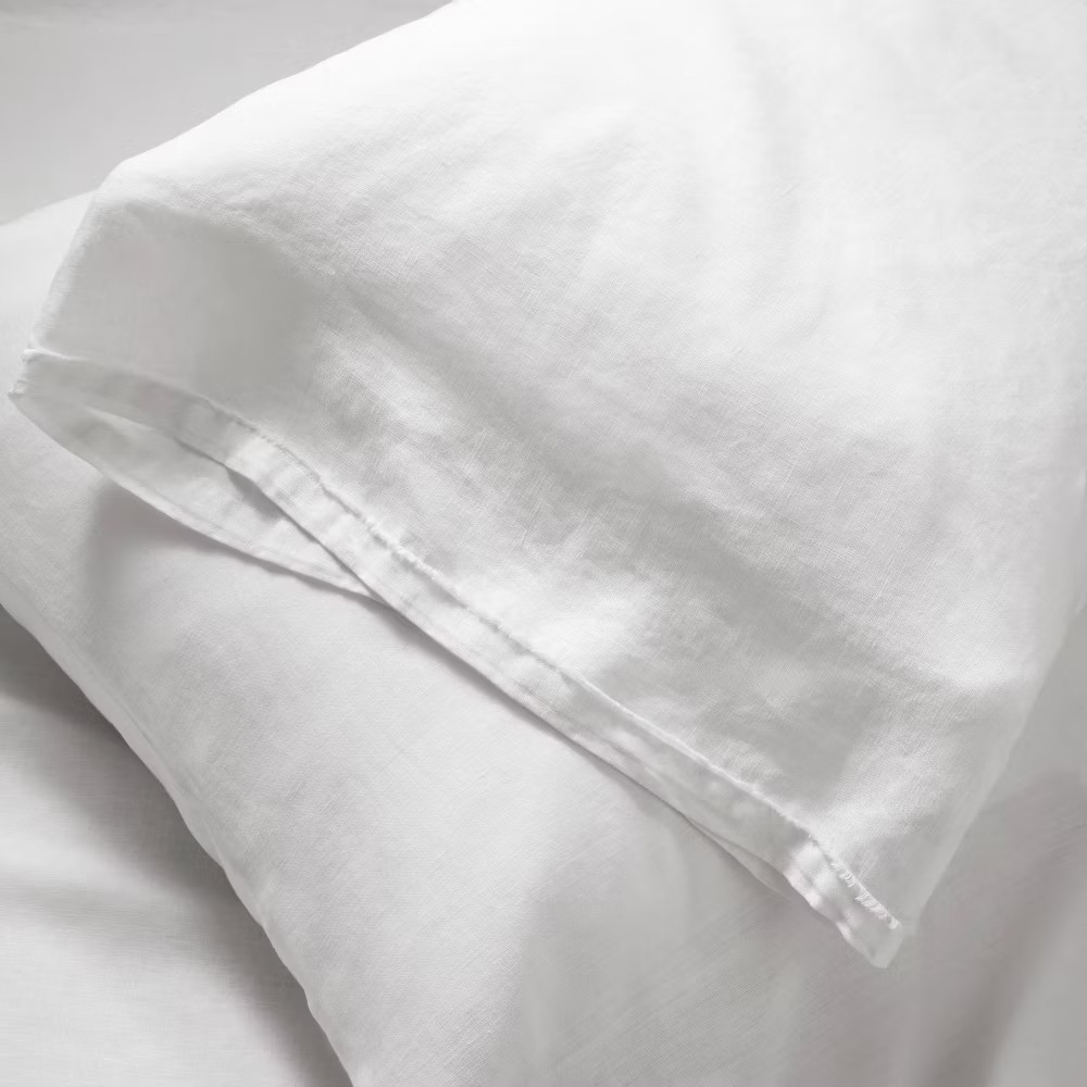 King 100% Linen Pillowcases White - Casaluna