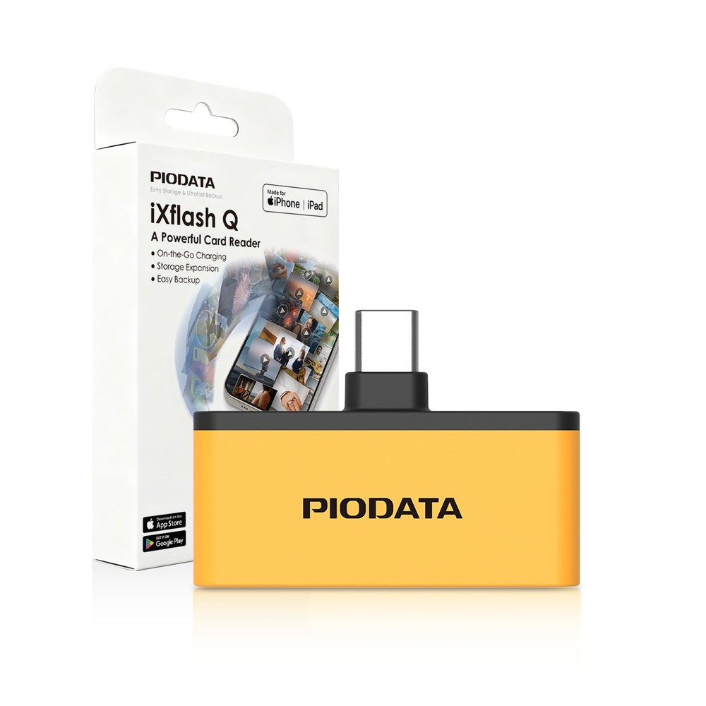 Micro SD Card Reader for USB C iPhone Android, Passthrough Charging Yellow/Black