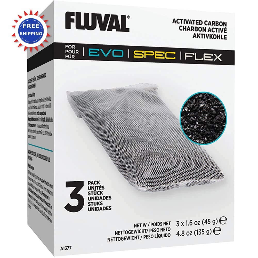 Filter Media Fluval Spec Evo Flex Activated Carbon 3 Pack A1377 Aquarium