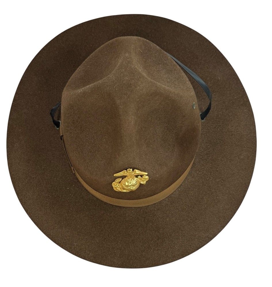 WW 2 USMC MARINE CORPS CAMPAIGN DRILL SERGEANT HAT WPL 5923 W/ EGA Size Medium