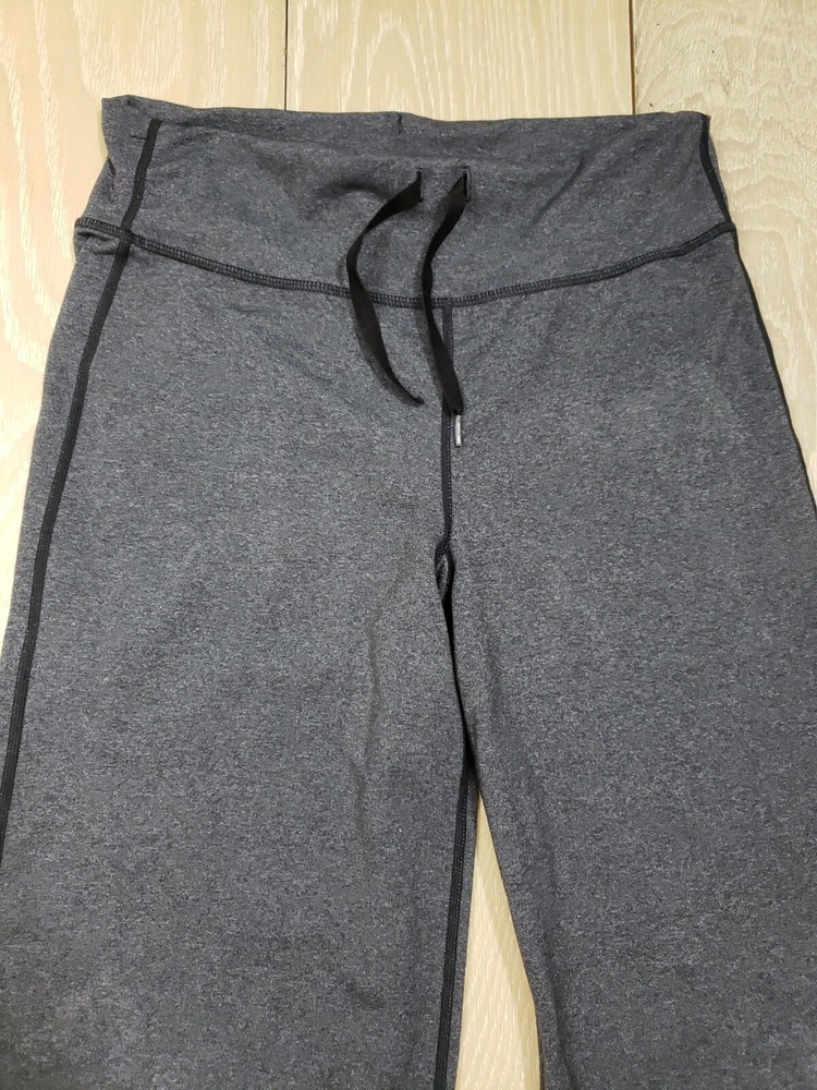 Lululemon 4 Straight Crop Capri Tight Pant Stretch Leggings Gray Drawstring EUC