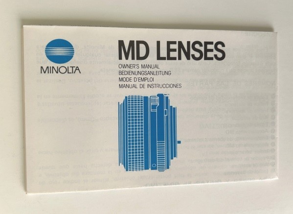 Minolta MD Lenses Instruction Manual