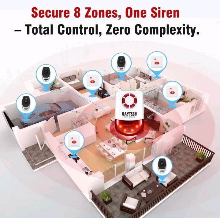 Daytech Wireless Security Alarm System with Strobe Siren - Panic Buttons