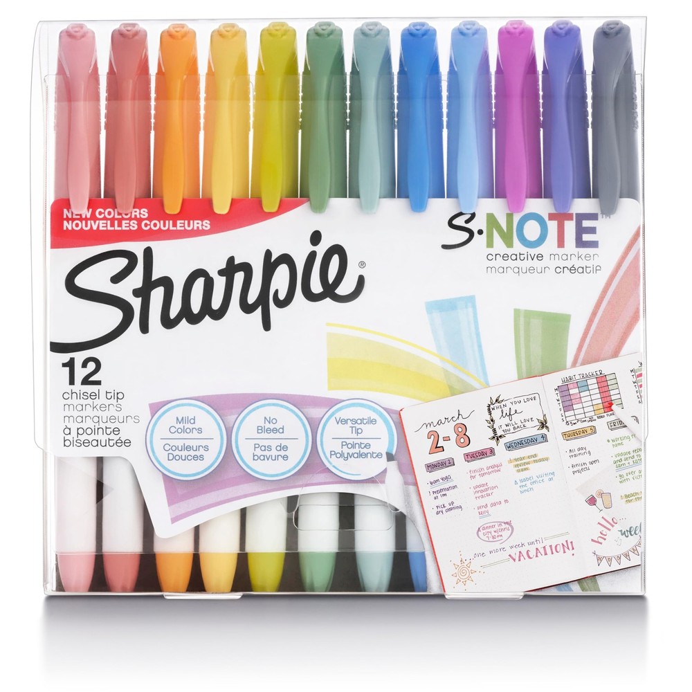 SHARPIE S-Note Creative Markers, Pastel 1 Count (Pack of 12), Assorted