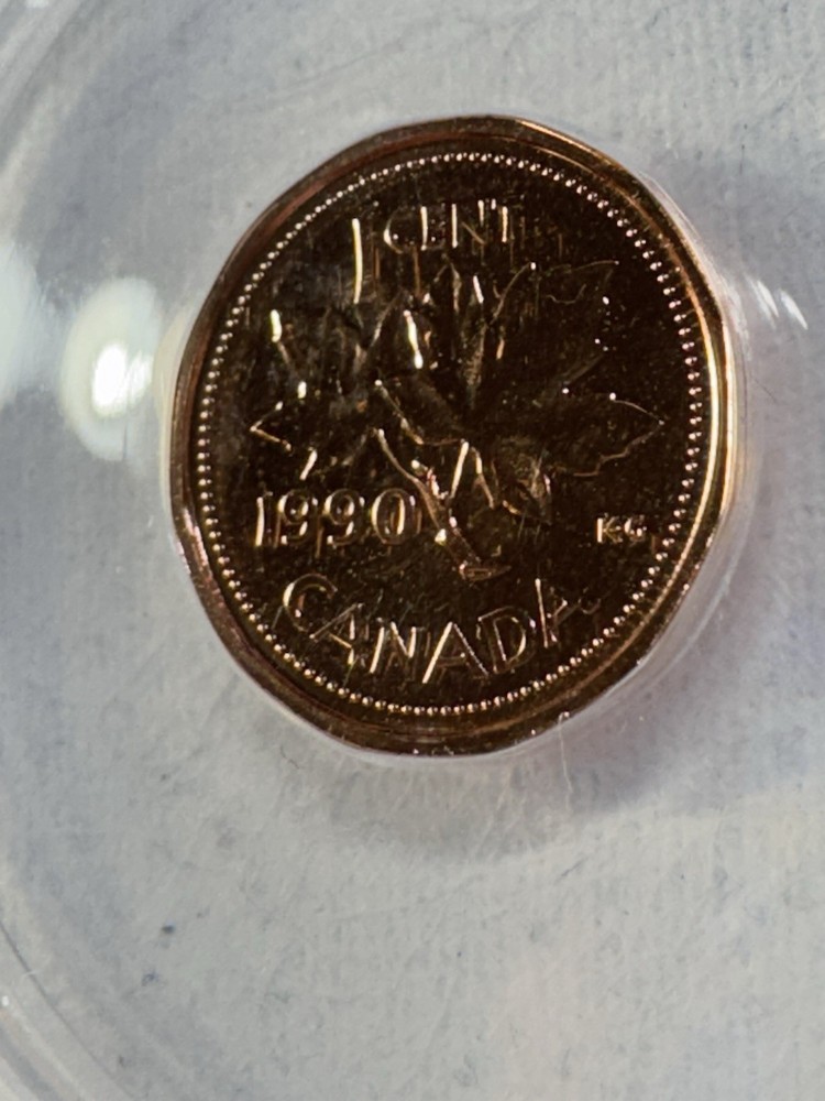 1990 Canada 1 Cent Proof Like Graded MS 67 RD by ANACS