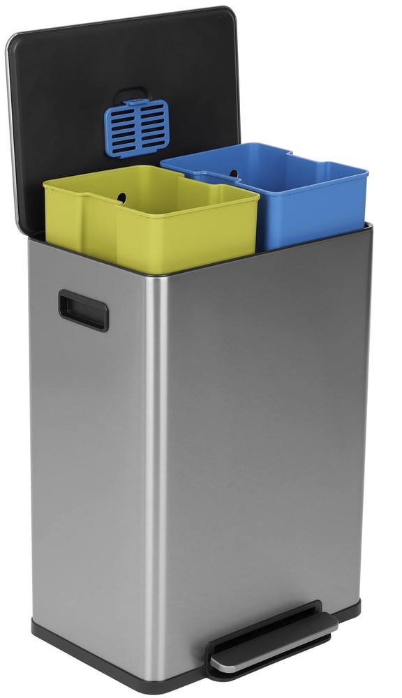 60 Liter / 16 Gallon Rectangular Hands-Free Dual Compartment Recycling Kitche...