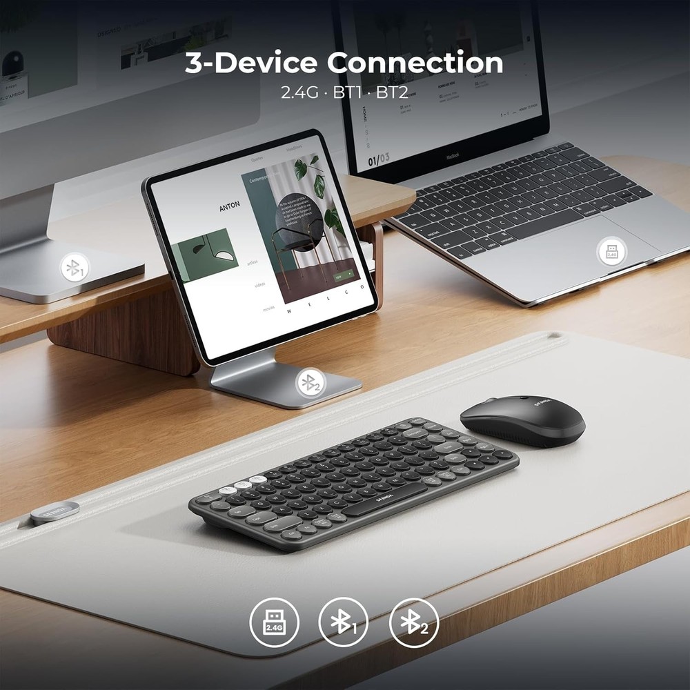 Seenda COE203 3-Mode Wireless Keyboard & Mouse Combo (2 BT + RF)
