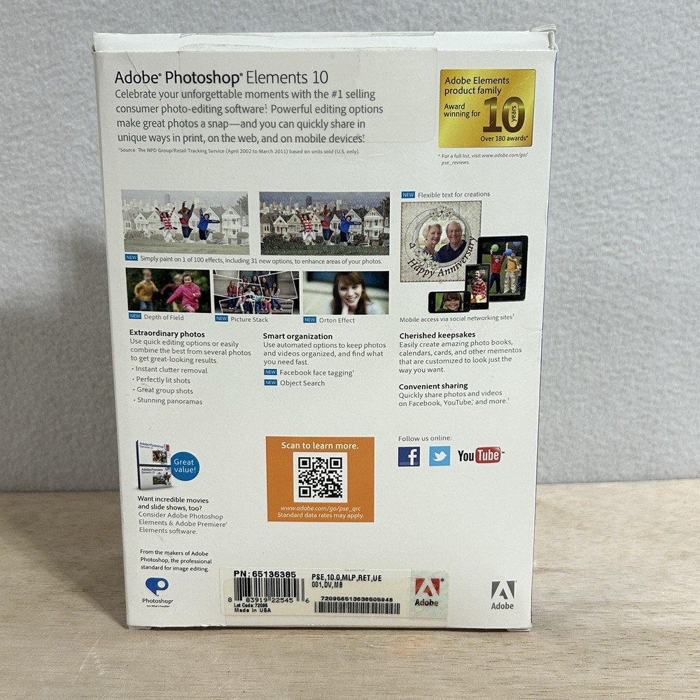Adobe Photoshop Elements 10 for PC Mac Open Package